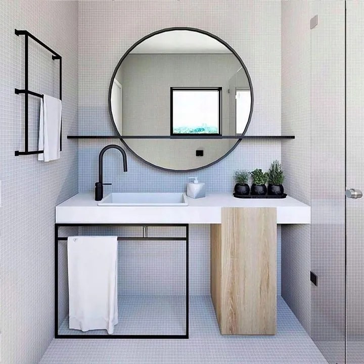 Tutumi, okrúhle zrkadlo s tenkým rámom 50 cm MR18-20500, čierna, HOM-03687