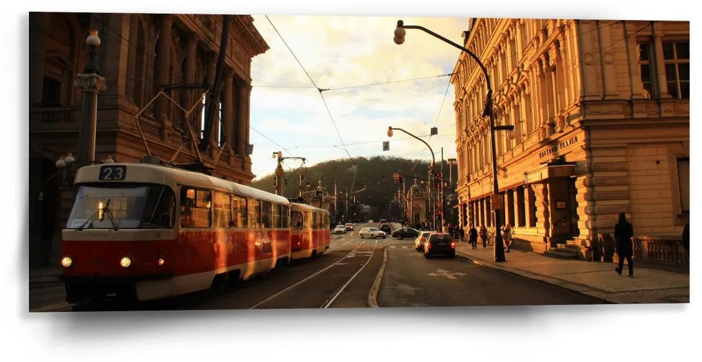 Sablio Obraz Električka v historickom meste - 110x50 cm