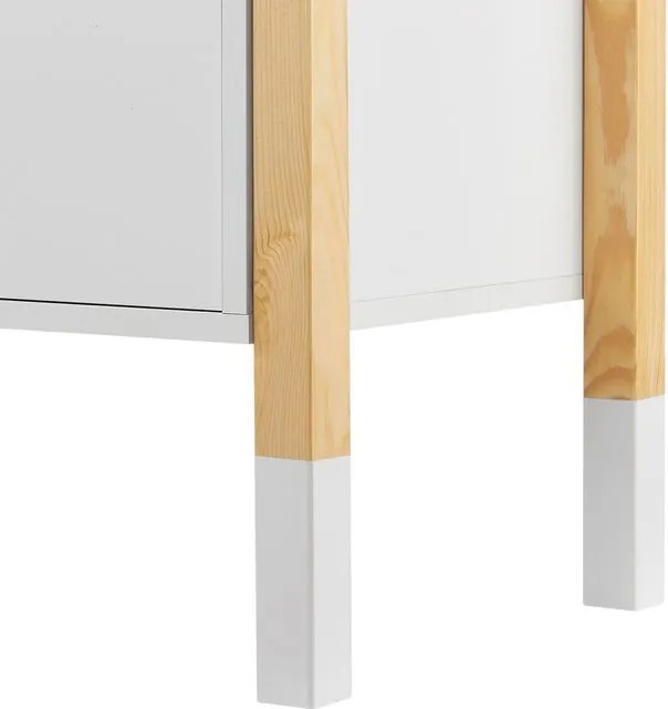 Detský nočný stolík, biely, dizajn domu, 2 zásuvky