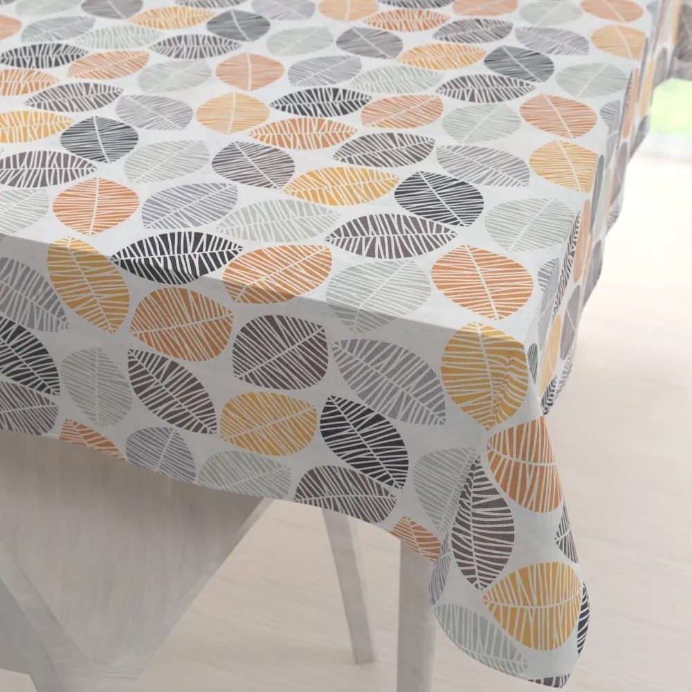 Biante Dekoračný obdĺžnikový obrus Leona LN-136 Hnedé a oranžové lístky 100x140 cm