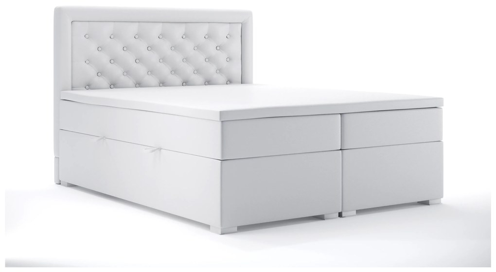 Kontinentálna posteľ 140 cm Gllamy (biela ekokoža) (s úložným priestorom). Vlastná spoľahlivá doprava až k Vám domov. 1044217