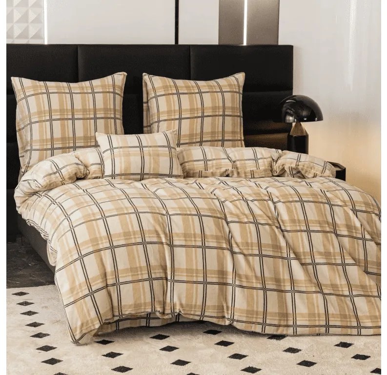 Obliečky mikroplyš PLAID krémové Rozmer obliečky: 70 x 90 cm | 140 x 200 cm