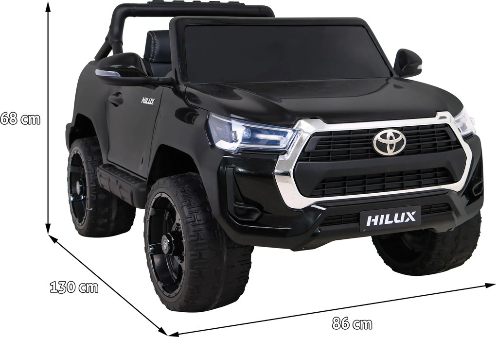 Ramiz Toyota Hilux na batérie pre deti Čierny pickup + pohon 4x4 + diaľkové ovládanie
