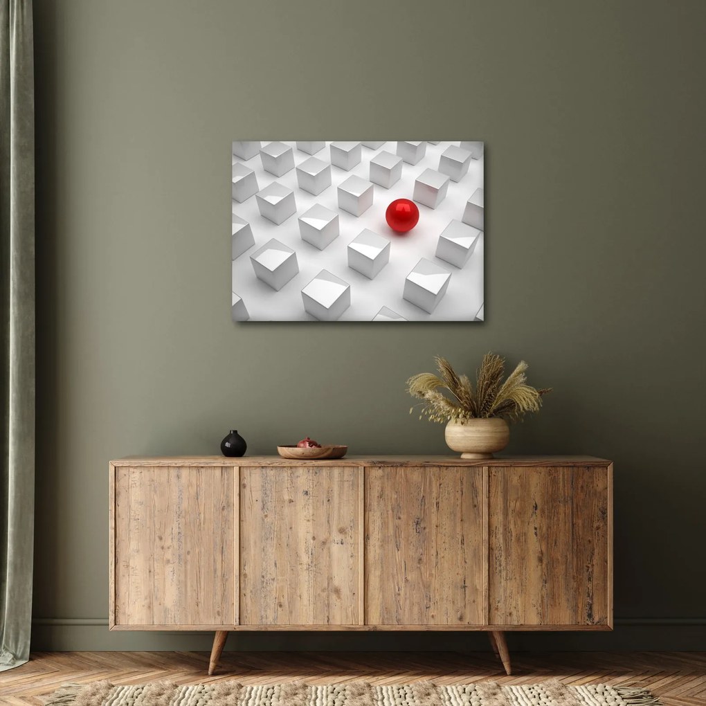 Obraz abstrakcie - kocky s guľou (70x50 cm)