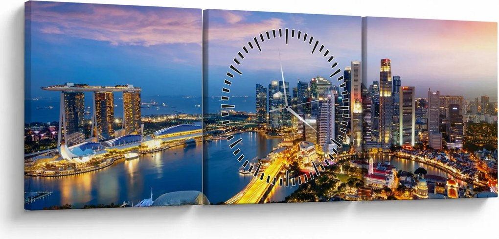 Obraz - Singapur, Ázia (s hodinami) (90x30 cm)