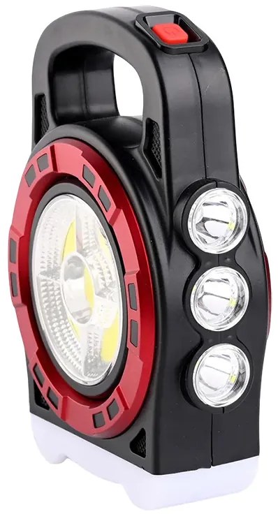 VERK Prenosné dobíjacie solárne LED svietidlo HB-6678C s funkciou powerbanky - červená