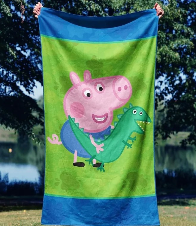 Detská osuška Prasiatko Pepina Tomík a pán Dinosaurus 70x140 cm