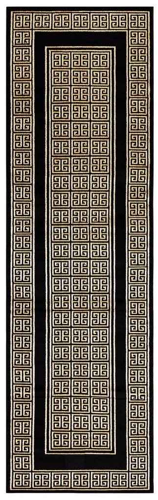 Dywany Łuszczów, Behúň Gloss 6776 86 greek black/gold, 60x300, žltá, kancelária