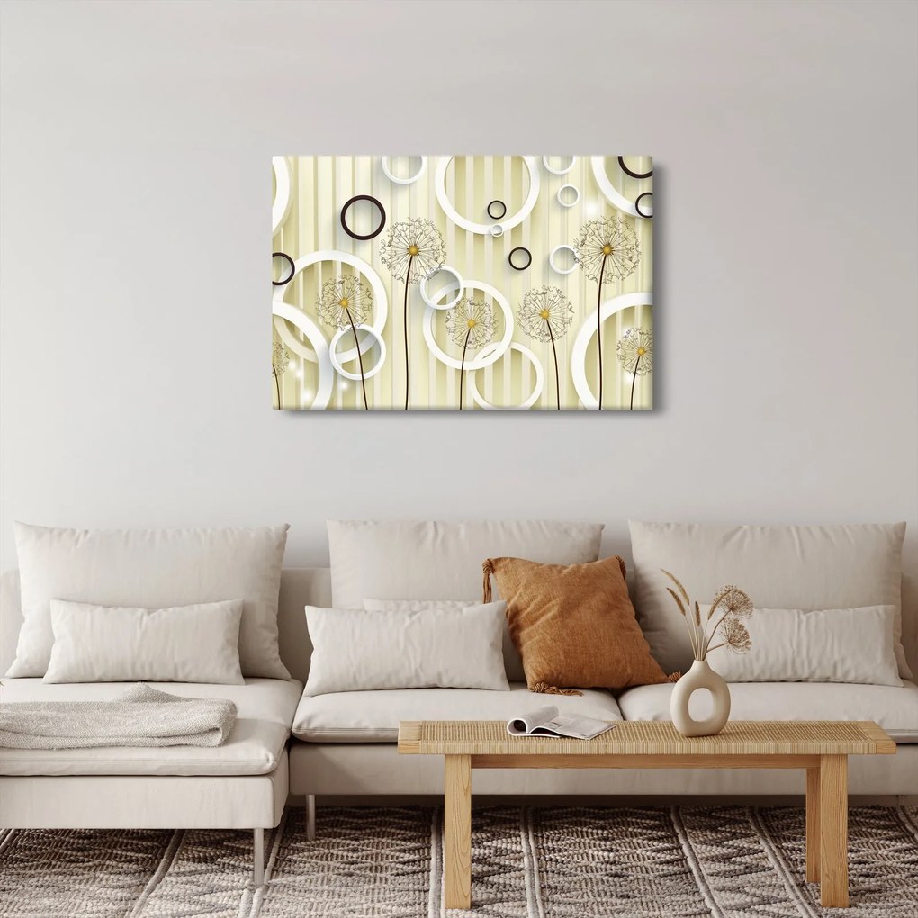 Abstraktný obraz s púpavami (90x60 cm)