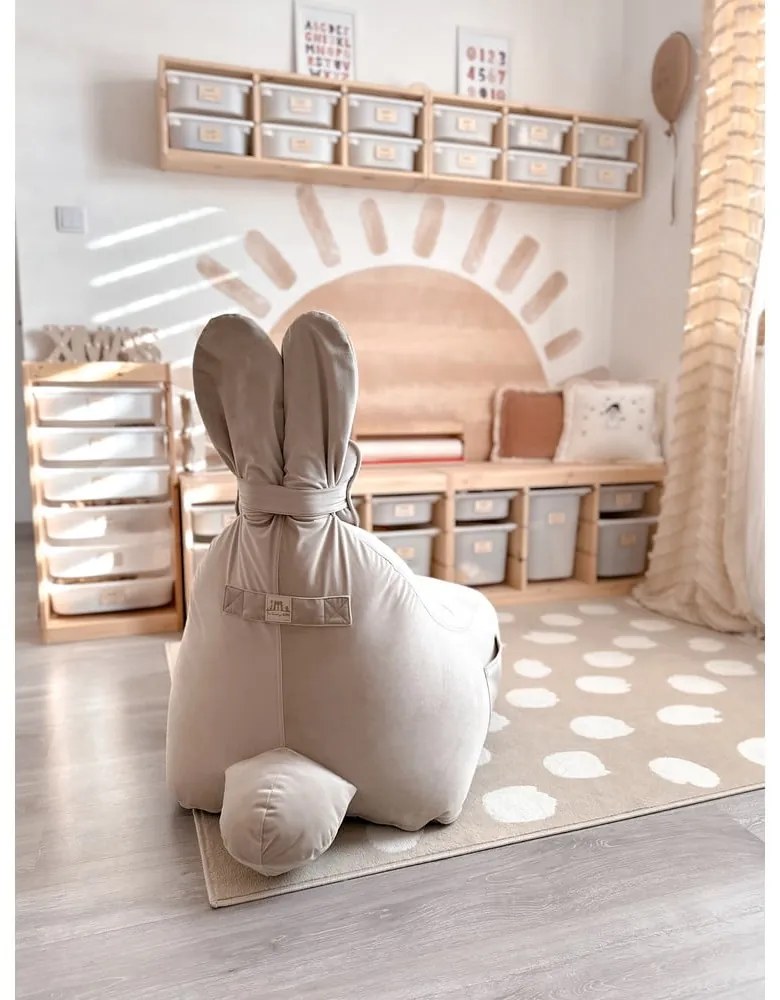 Béžový detský sedací vak Funny Bunny – The Brooklyn Kids