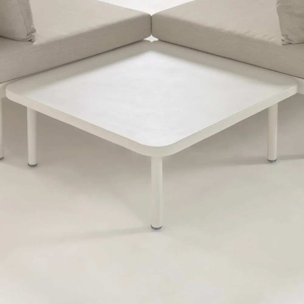 Biela hliníková záhradná rohová pohovka so stolíkom Kave Home Zaltana