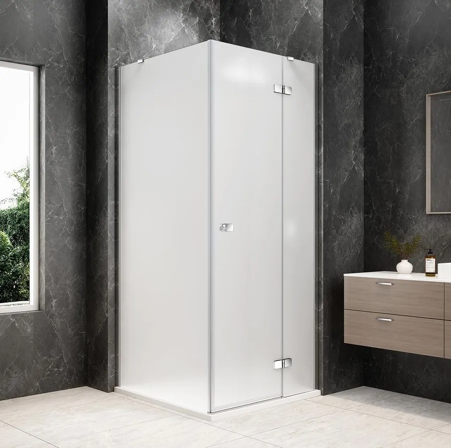 Polysan Polysan, GLOBE CHROME štvorcová sprchová zástena 800x800mm, matné sklo, pravé, GB1080-3215MRC