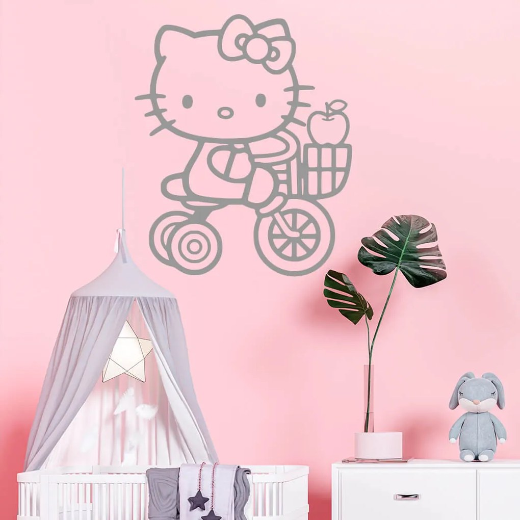 Veselá Stena Samolepka Mačička Hello Kitty Farba: hnědá, Veľkosť: 60 x 49 cm