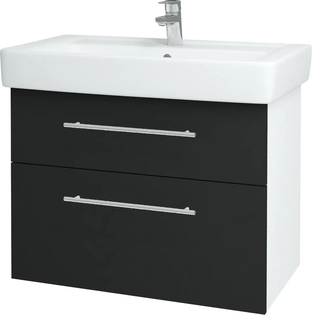 Dřevojas - Koupelnová skříň Q MAX SZZ2 80 - N01 Bílá lesk / Úchytka T02 / L03 Antracit vysoký lesk (60186B)