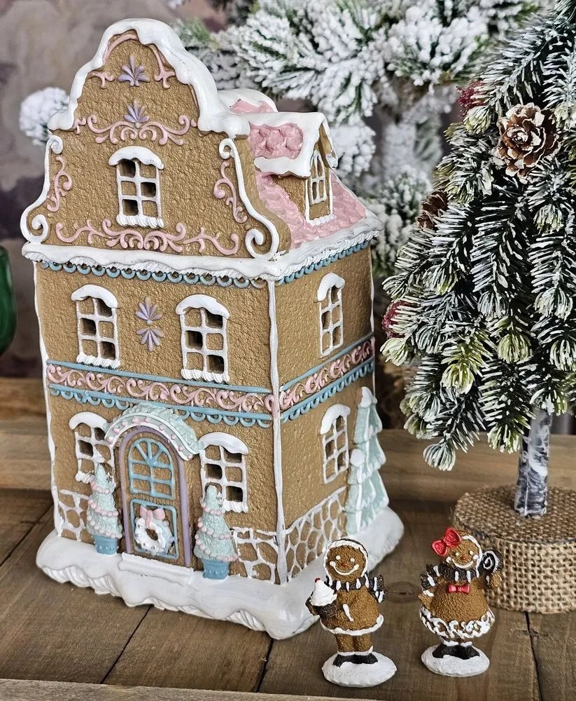 Hnedá svietiaca perníková chalúpka Gingerbread House - 12 * 9 * 20 cm / 3 * AAA