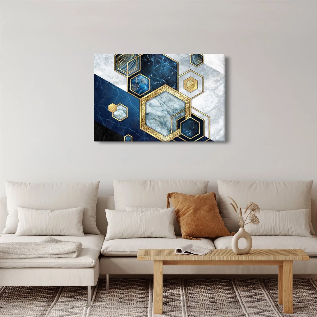 Obraz - Mramorové hexagóny (90x60 cm)