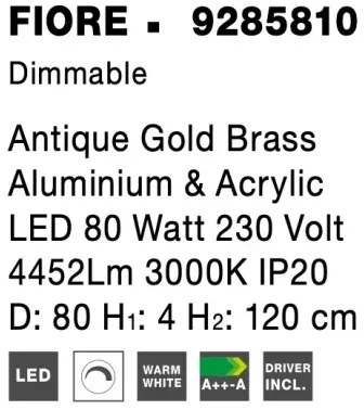 LED luster Fiore 80 zlaté