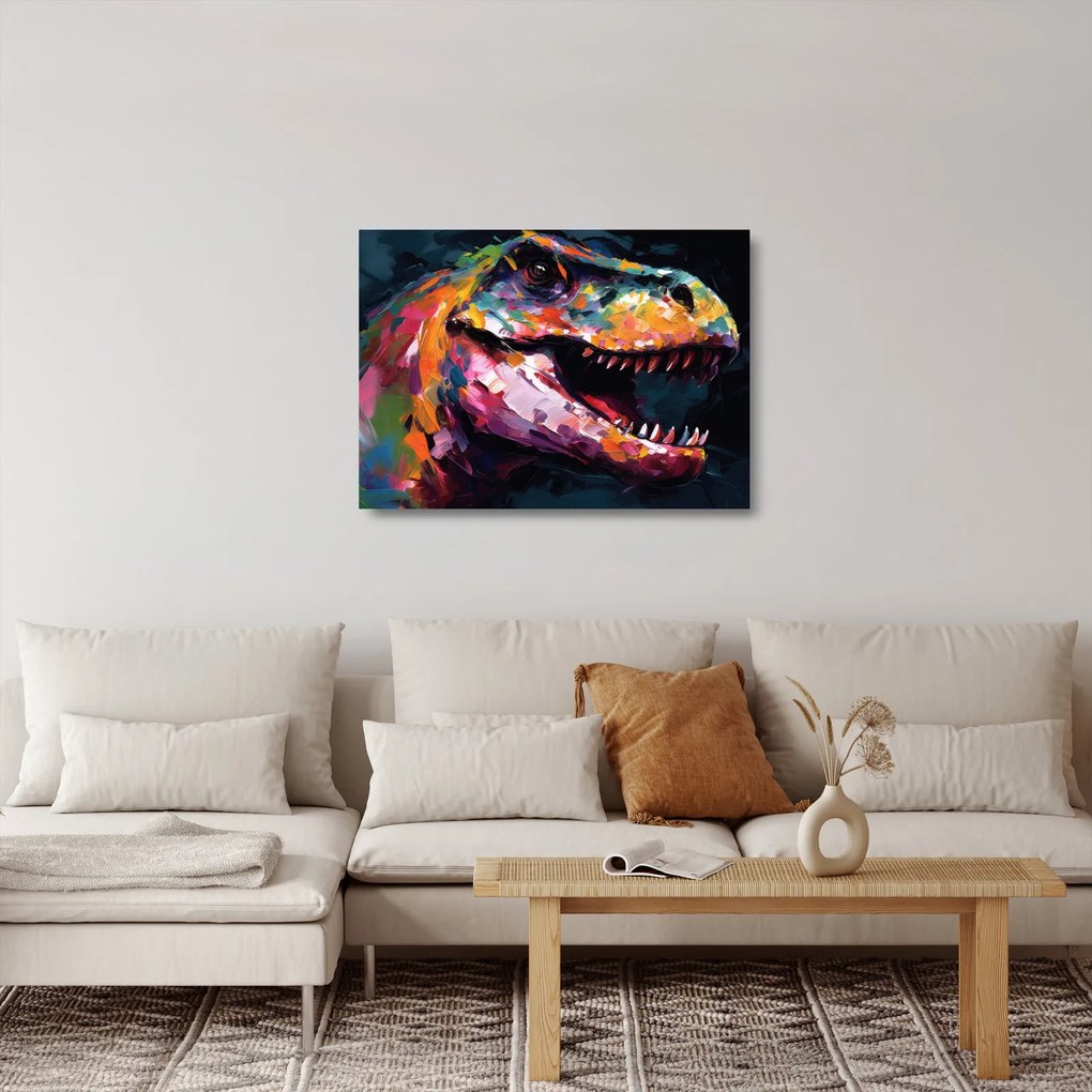 Sklenený obraz - Dinosaurus, maľba (70x50 cm)