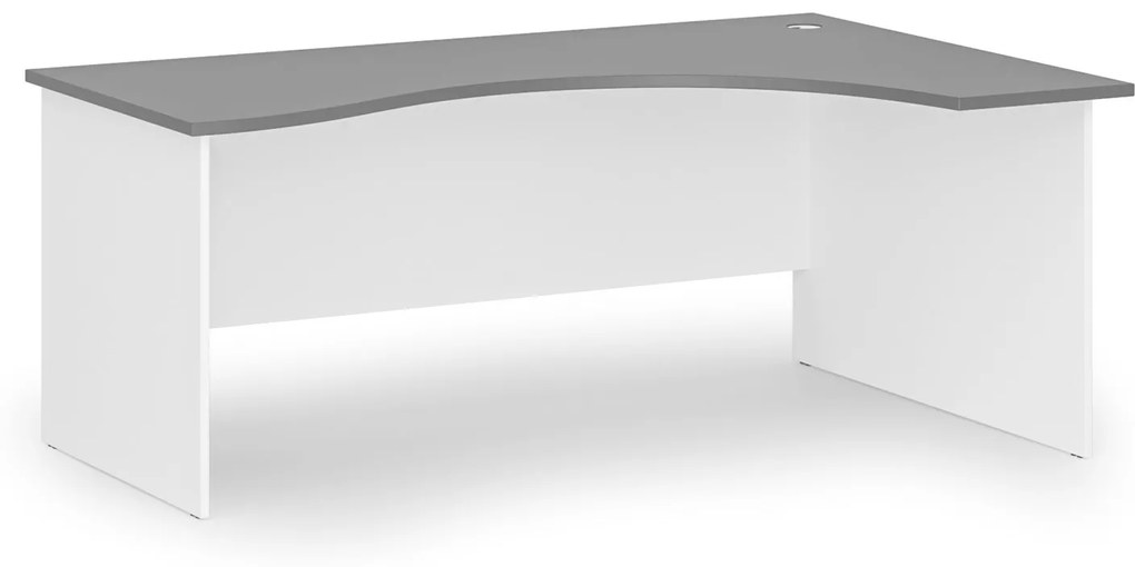 Ergonomický kancelársky pracovný stôl PRIMO WHITE, 1800 x 1200 mm, pravý, biela/grafit