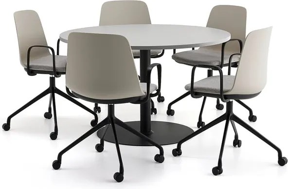 Nábytková zostava VERTICUS + LANGFORD, 1 stôl a 5 šedých stoličiek