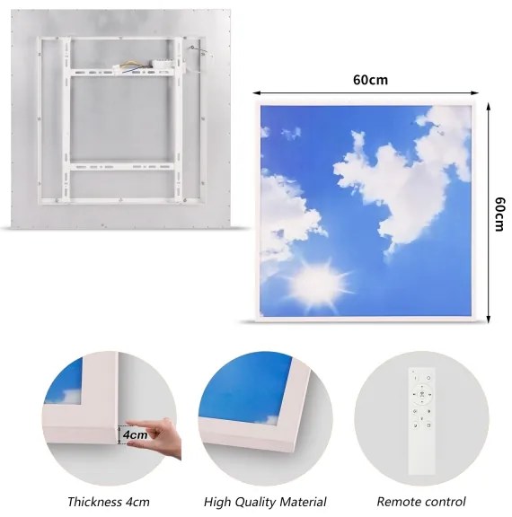 Brilagi-LED Stmievateľné svietidlo SLIMFRAME LED/58W/230V 60x60 cm strieborné/modré+diaľkové ovládanie