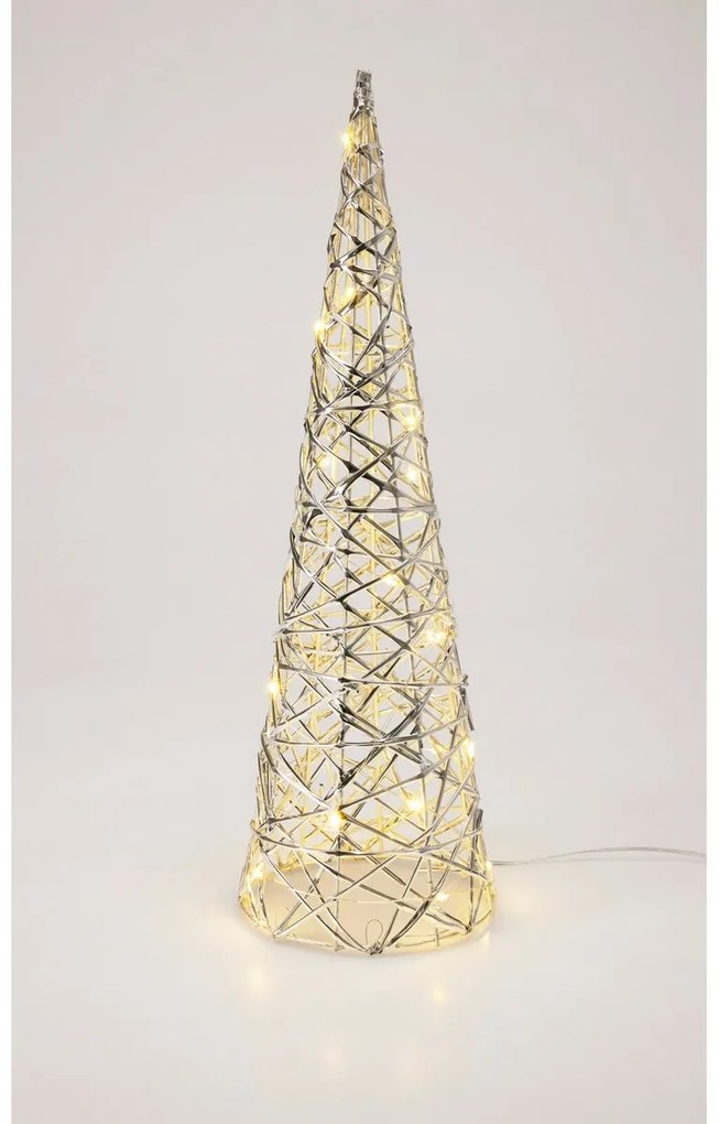 Vianočný svietiaci kužeľ Silver, 60 x 16 cm, 30 micro LED, na batérie, 60 cm