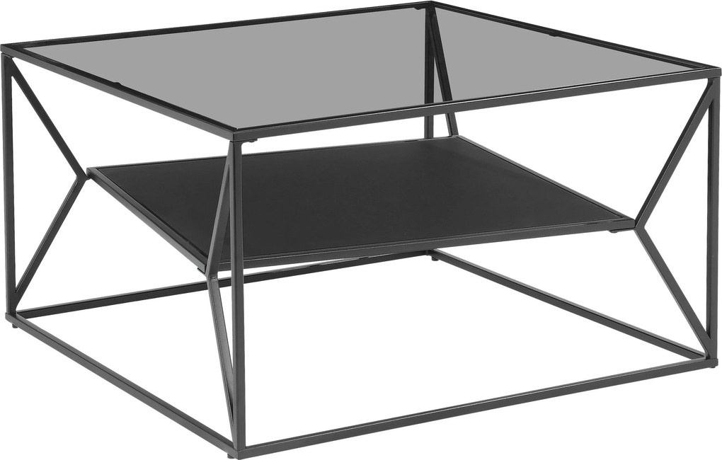 XXXLutz KONFERENČNÝ STOLÍK, sivá, čierna, kov, sklo, 75/75/43 cm Carryhome - Stolíky do obývačky - 002465002601