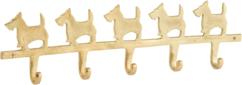 Zlatý kovový vešiak na kabáty so psíkmi Dogs – 57*16*4 cm