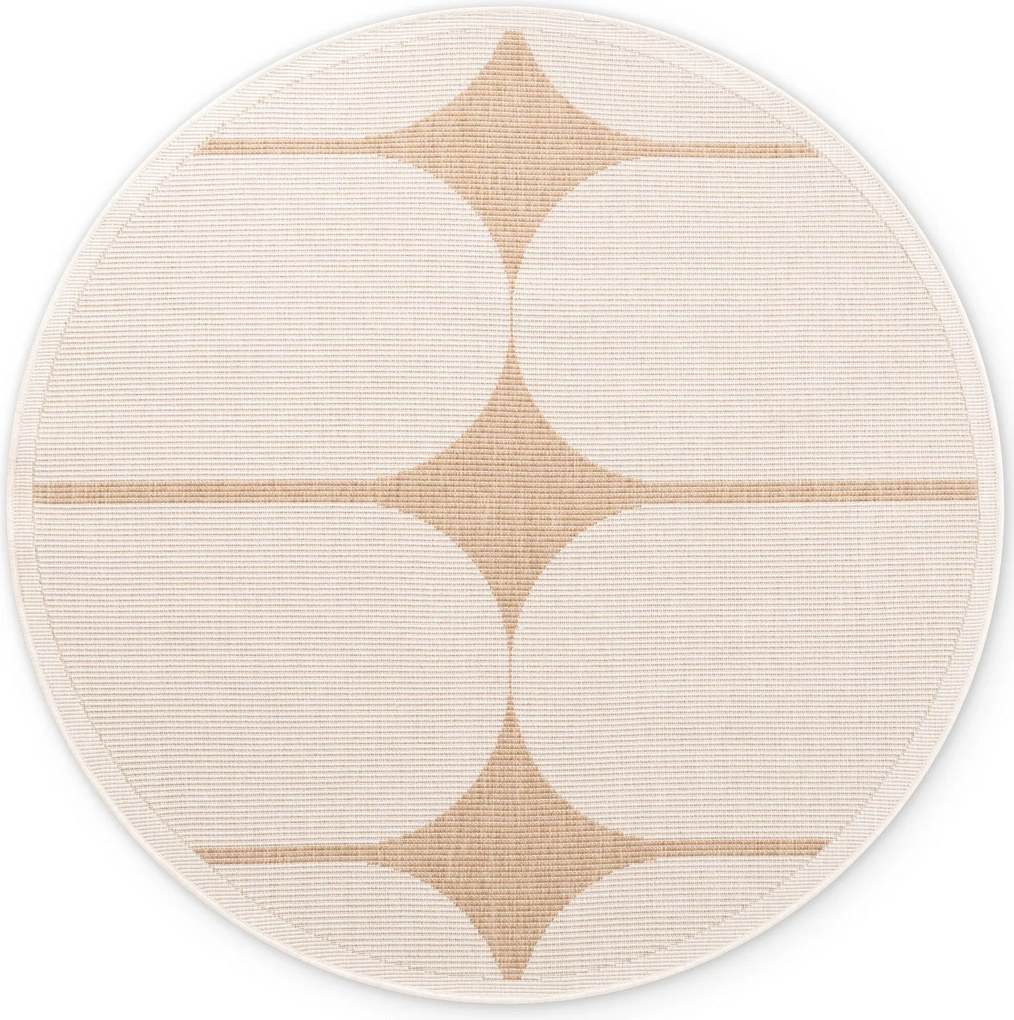 Kusový koberec Duet Bowen 106245 Beige/White kruh - na von aj na doma, 160x160 (priemer) kruh, béžová, chodba / predsieň, NORTHRUGS