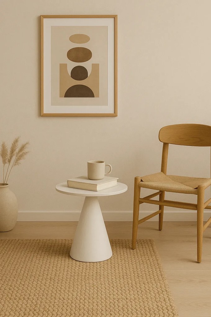 Odkladací stolík Florence 40 cm z masívu biely