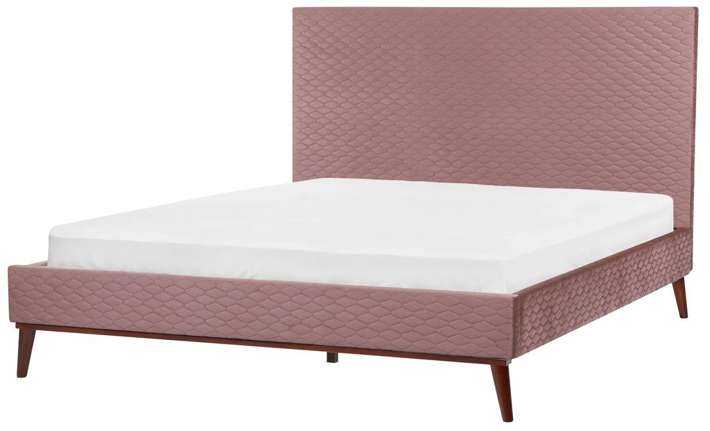 Zamatová posteľ 160x200 cm ružová BAYONNE Beliani