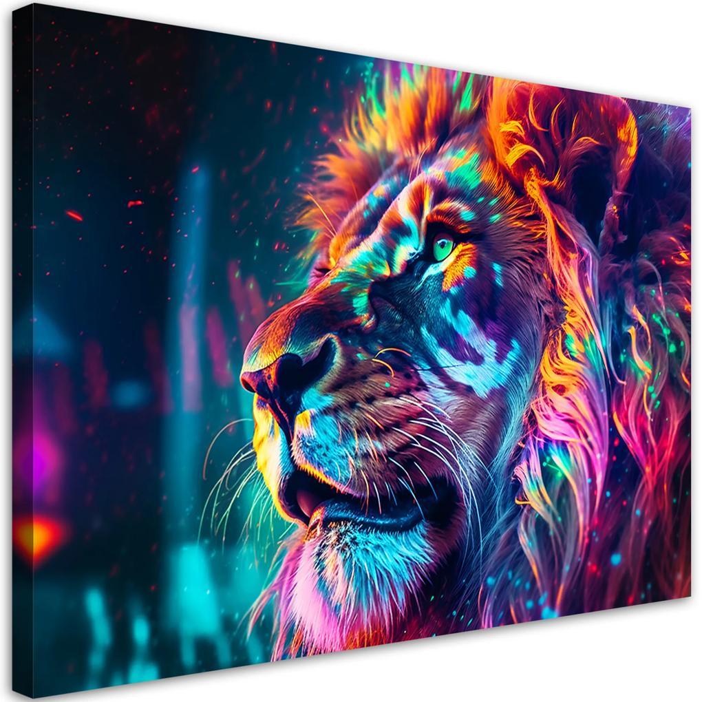 Gario Obraz na plátne Zamyslený farebný lev Rozmery: 60 x 40 cm
