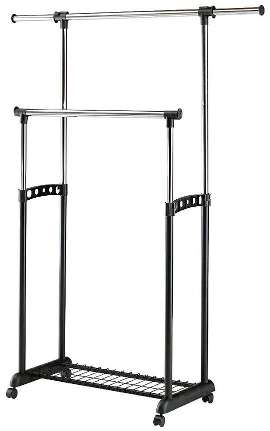 Stojanový vešiak na kolieskach 2radový Wu-11 čierny