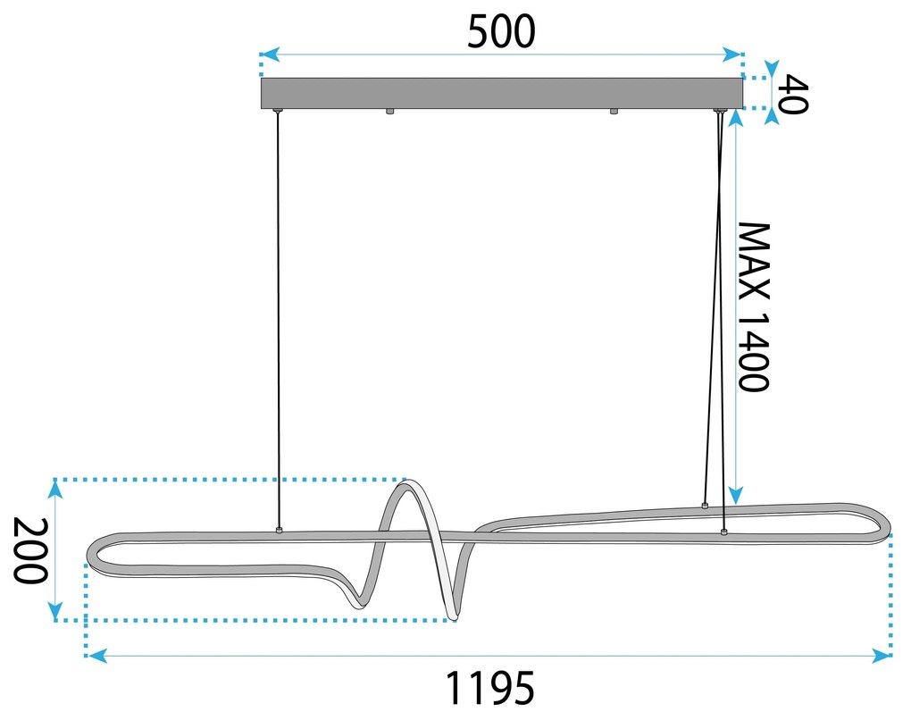 Toolight Toolight, LED závesné osvetlenie 118cm, 36W, 3000K, 3500lm, LHJ038-CP, zlatá matná, OSW-50049