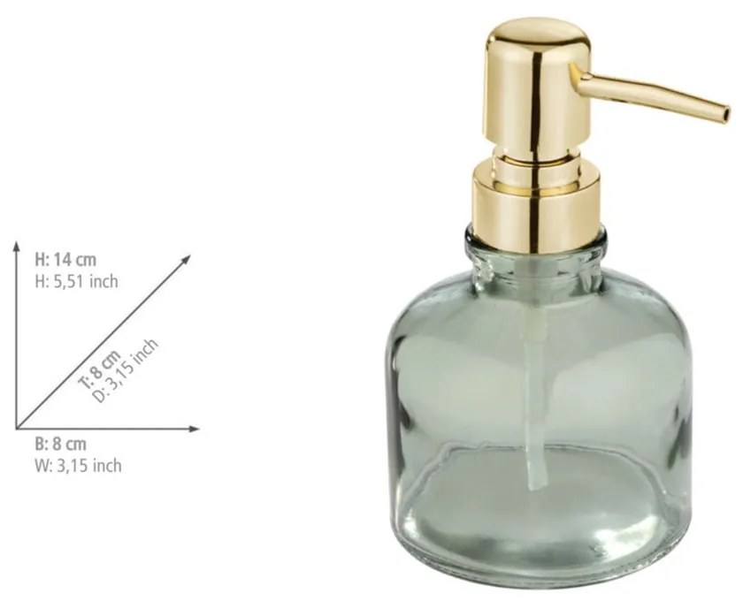 Sklenený dávkovač mydla v mentolovej farbe 200 ml Atessa – Wenko