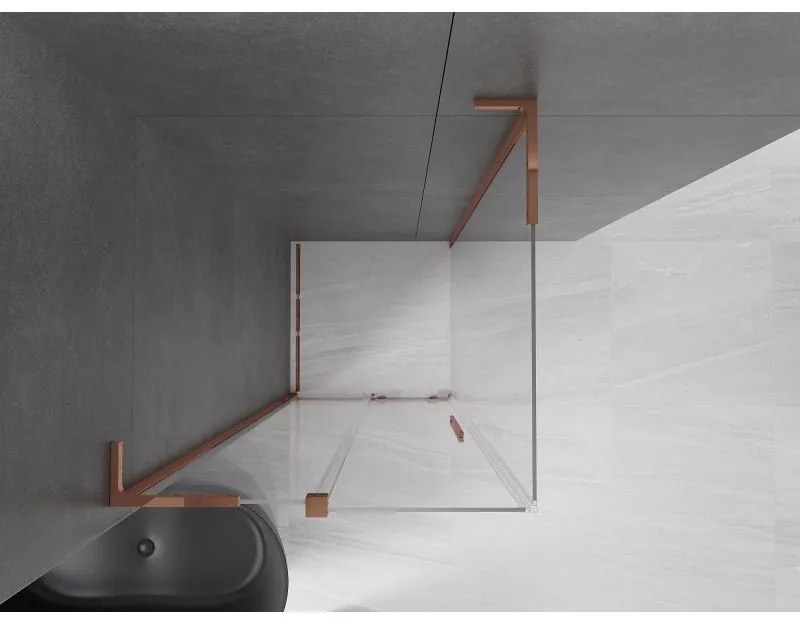 Mexen Velar L, sprchový kút s posuvnými dverami 90 x 90 cm, 8mm číre sklo, ružové zlato, 871-090-090-03-60