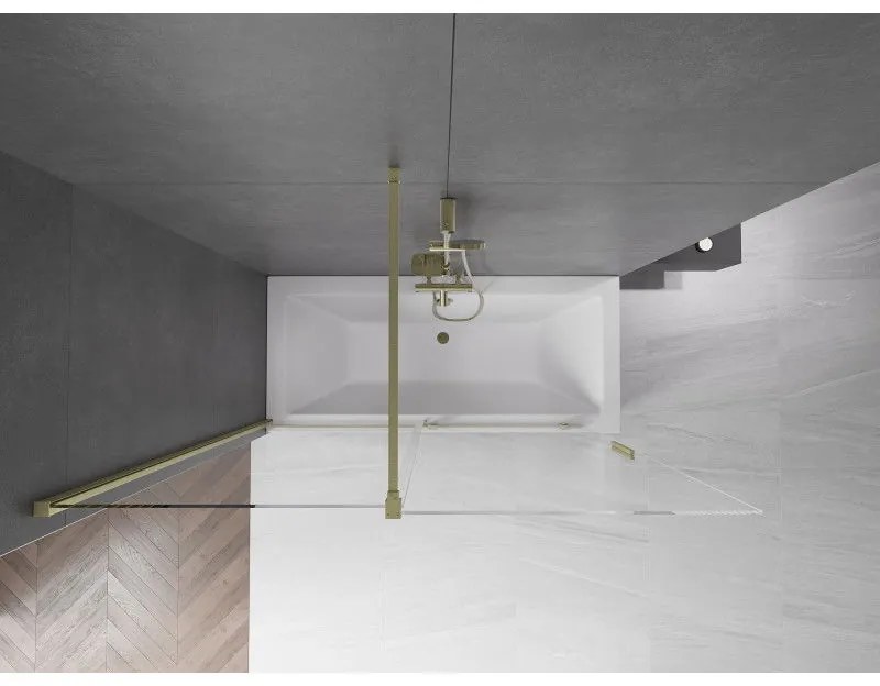 Mexen Velar, 2-krídlová posuvná vaňová zástena 160 x 150 cm, 8mm číre sklo, zlatý matný profil, 896-160-000-01-55