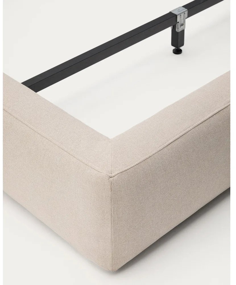 Béžová čalúnená dvojlôžková posteľ bez roštu 180x200 cm Blok – Kave Home