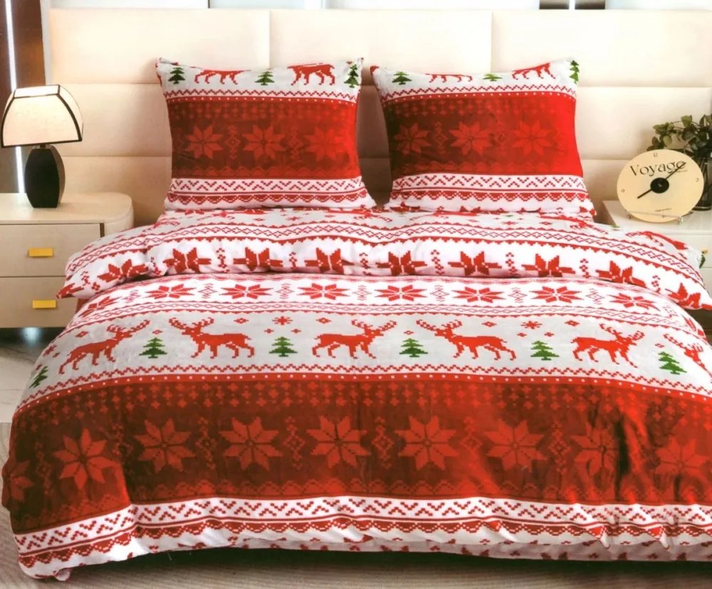 Mikroplyšové posteľné obliečky s vianočným motívom 3 časti: 1ks 200x220 + 2ks 70x80