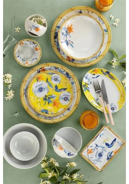 50-dielna jedálenská sada z pestrofarebného porcelánu