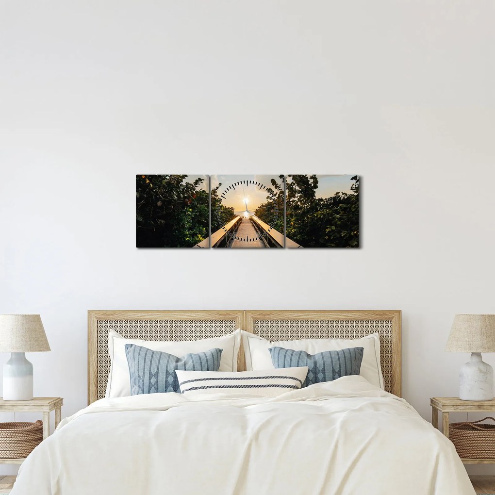 Obraz - cesta k slnku (s hodinami) (90x30 cm)