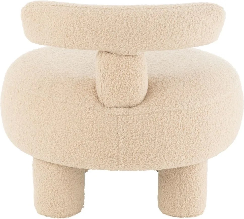 Béžová okrúhla stolička s opierkou Teddy Bouclé Beige - Ø 52*49 cm