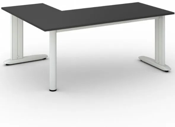 Rohový kancelársky písací stôl PRIMO FLEXIBLE, 1800 x 1400 mm, grafitová