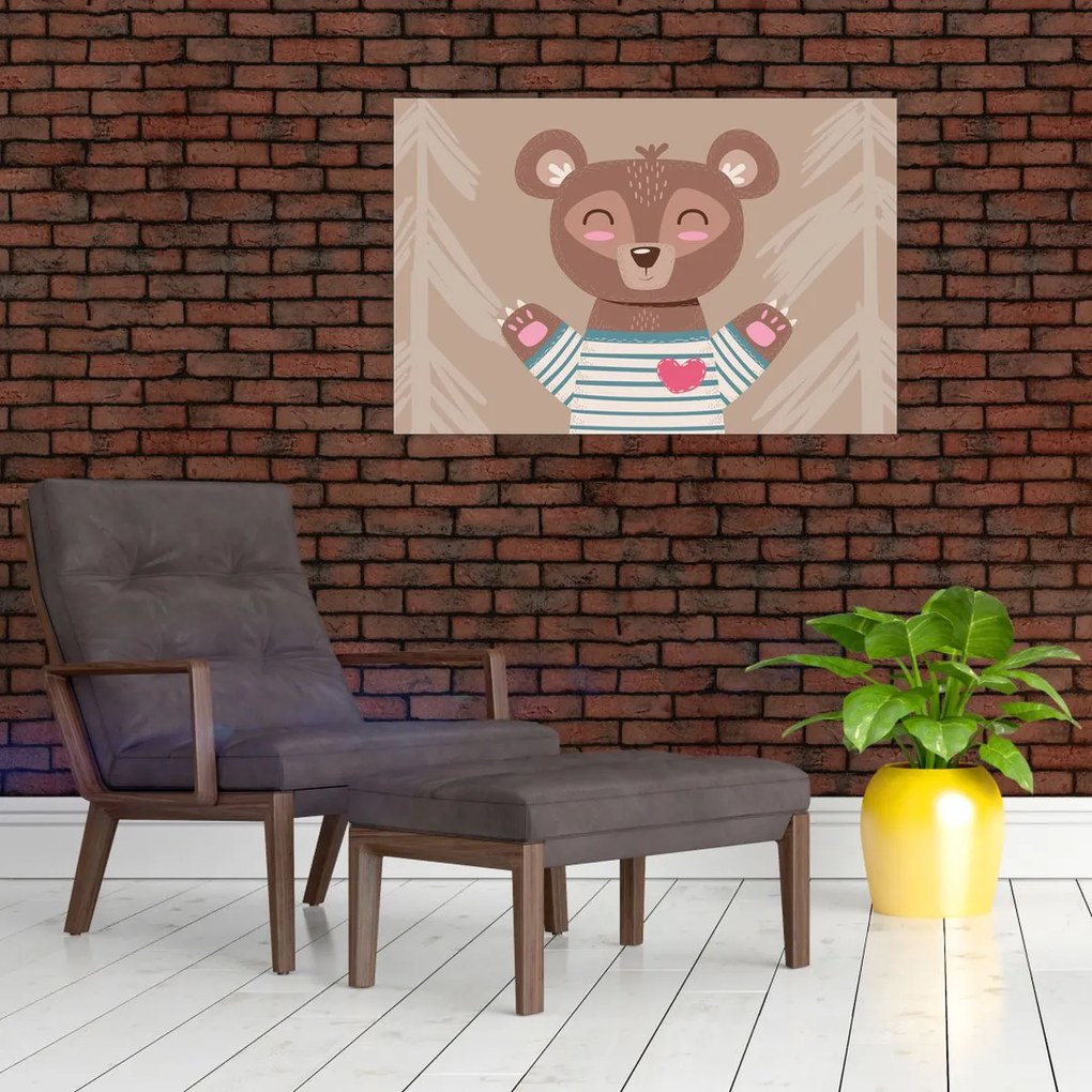 Obraz - Medvedík v pruhovanom tričku (90x60 cm)