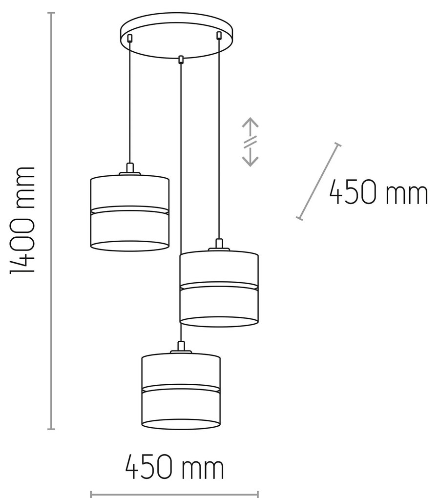 TK-LIGHTING Závesné moderné osvetlenie na lanku LINOBIANCO, 3xE27, 60W, okrúhle, hnedá/biela