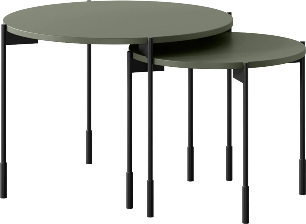 Okrúhly konferenčný stolík Sonatia 45 cm na kovových nohách - olivový