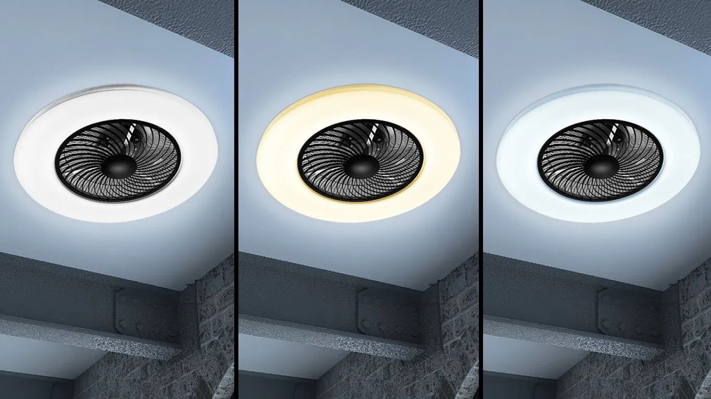 Toolight Toolight, LED stropné svietidlo s ventilátorom APP1552-C, čierna-biela, OSW-05181