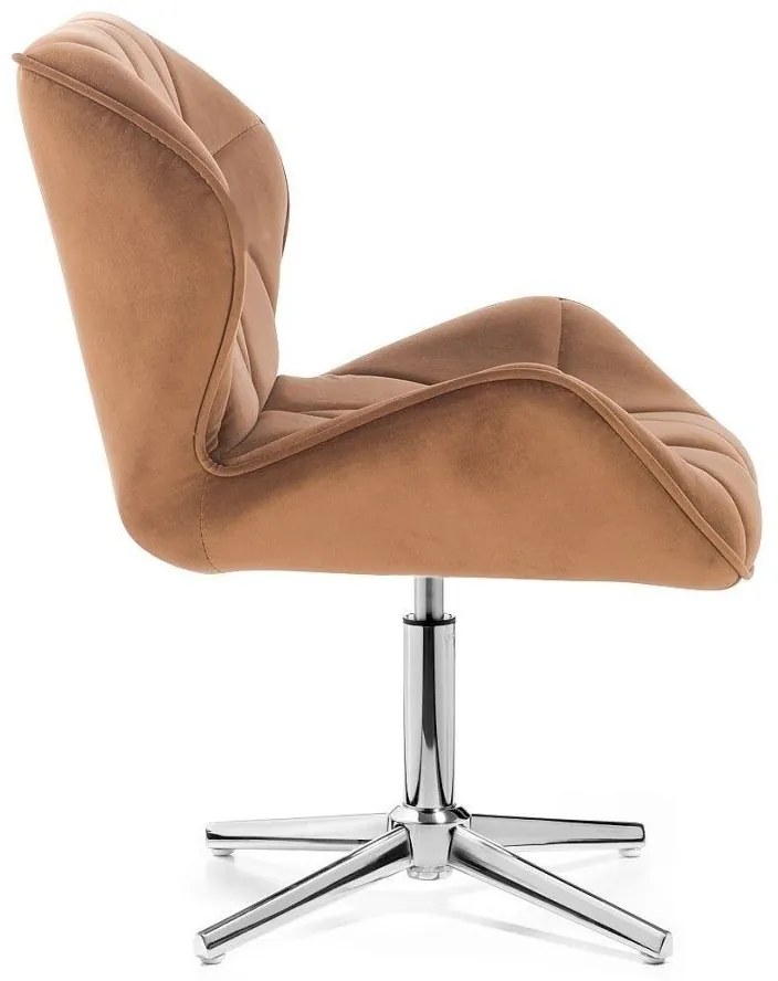 LuxuryForm DESIGN Stolička MILANO VELUR na striebornom kríži - hnedá