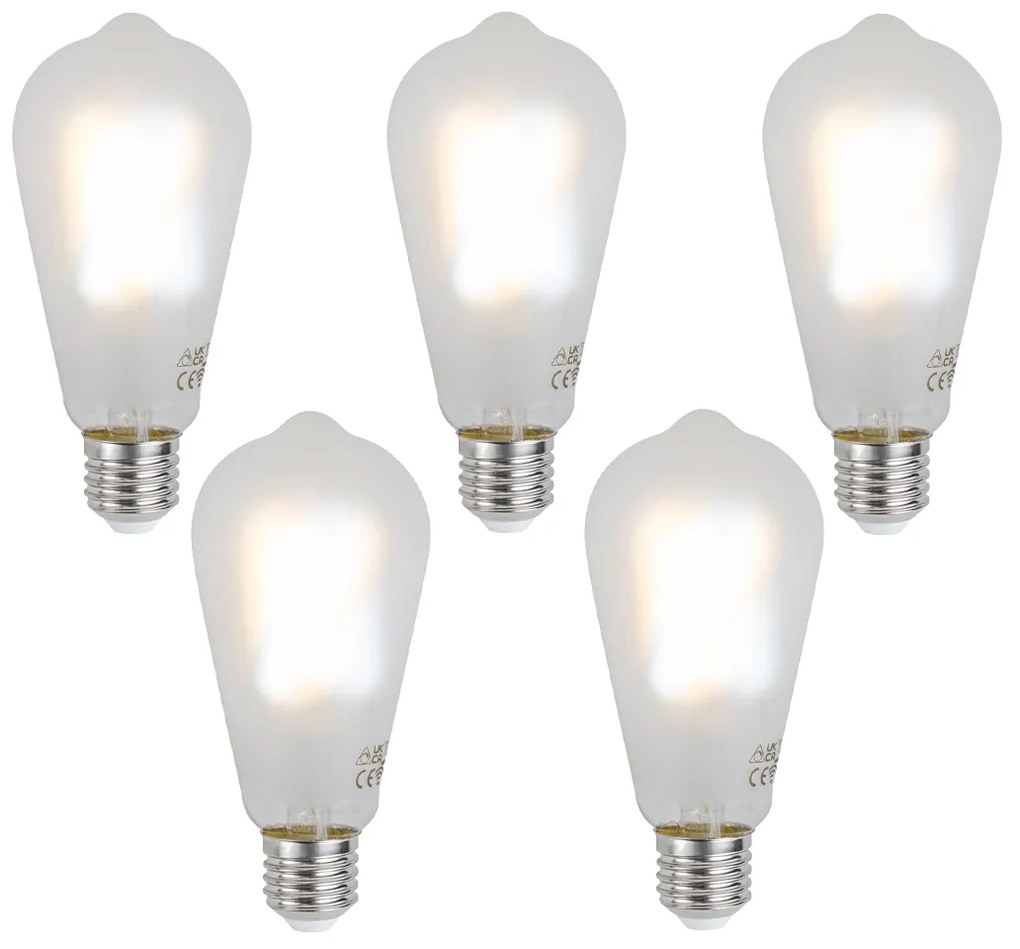 Sada 5 ks Inteligentné stmievateľné LED žiarovky E27 ST64 matné 7W 806 lm 2700-6500K