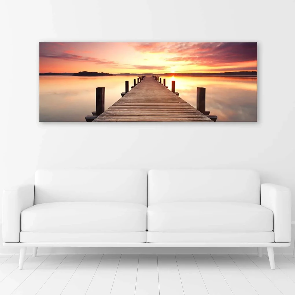 Gario Obraz na plátne Západ slnka nad mostom Rozmery: 150 x 50 cm